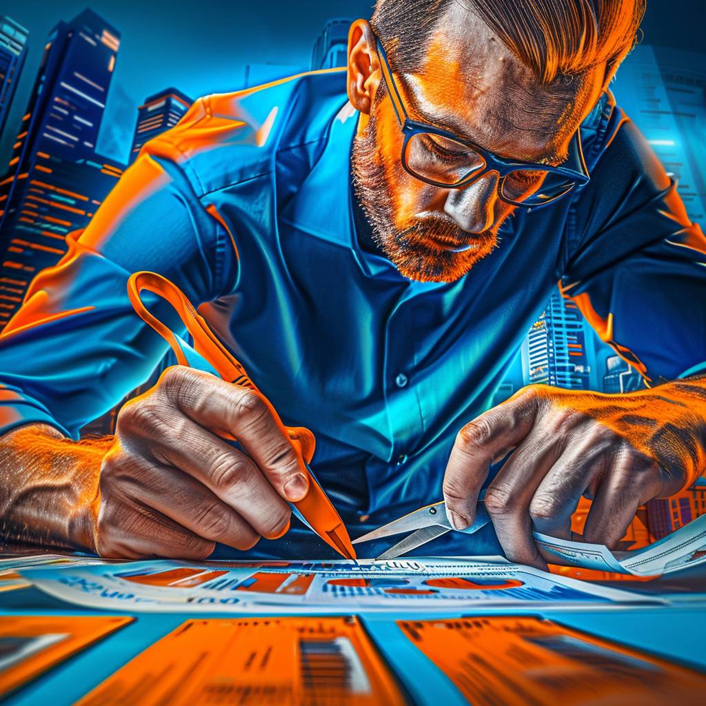 Autumnfire AI 7 scottv. Create an image of a determined business owner carefu 1 1